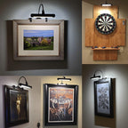 HONWELL Painting Lights Cordless, Dartboard Light with Remote, Rechargeable Picture Light, Picture Frame Light with 3 Modes 28 LEDs Rotate Head, 360° Flexible Neck, Clip on Display Light for Art-Black - Grand Goldman