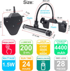 HONWELL Painting Lights Cordless, Dartboard Light with Remote, Rechargeable Picture Light, Picture Frame Light with 3 Modes 28 LEDs Rotate Head, 360° Flexible Neck, Clip on Display Light for Art-Black - Grand Goldman