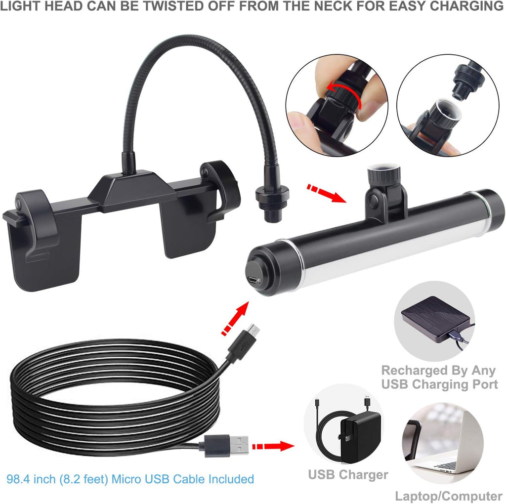 HONWELL Painting Lights Cordless, Dartboard Light with Remote, Rechargeable Picture Light, Picture Frame Light with 3 Modes 28 LEDs Rotate Head, 360° Flexible Neck, Clip on Display Light for Art-Black - Grand Goldman