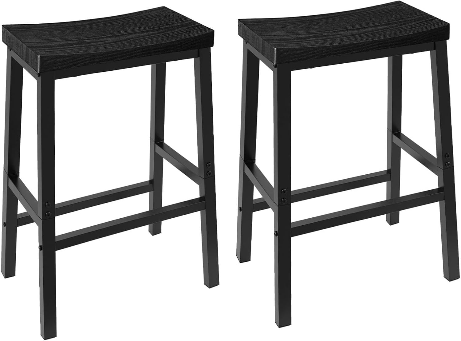 HOOBRO Bar Stools, Set of 2 Bar Chairs, 23.6 Inch Saddle Stools, Kitchen Counter Stools with Footrests, Industrial Stools for Dining Room, Kitchen, Counter, Bar, Rustic Brown and Black BF02MD01 - Grand Goldman