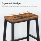 HOOBRO Bar Stools, Set of 2 Bar Chairs, 23.6 Inch Saddle Stools, Kitchen Counter Stools with Footrests, Industrial Stools for Dining Room, Kitchen, Counter, Bar, Rustic Brown and Black BF02MD01 - Grand Goldman