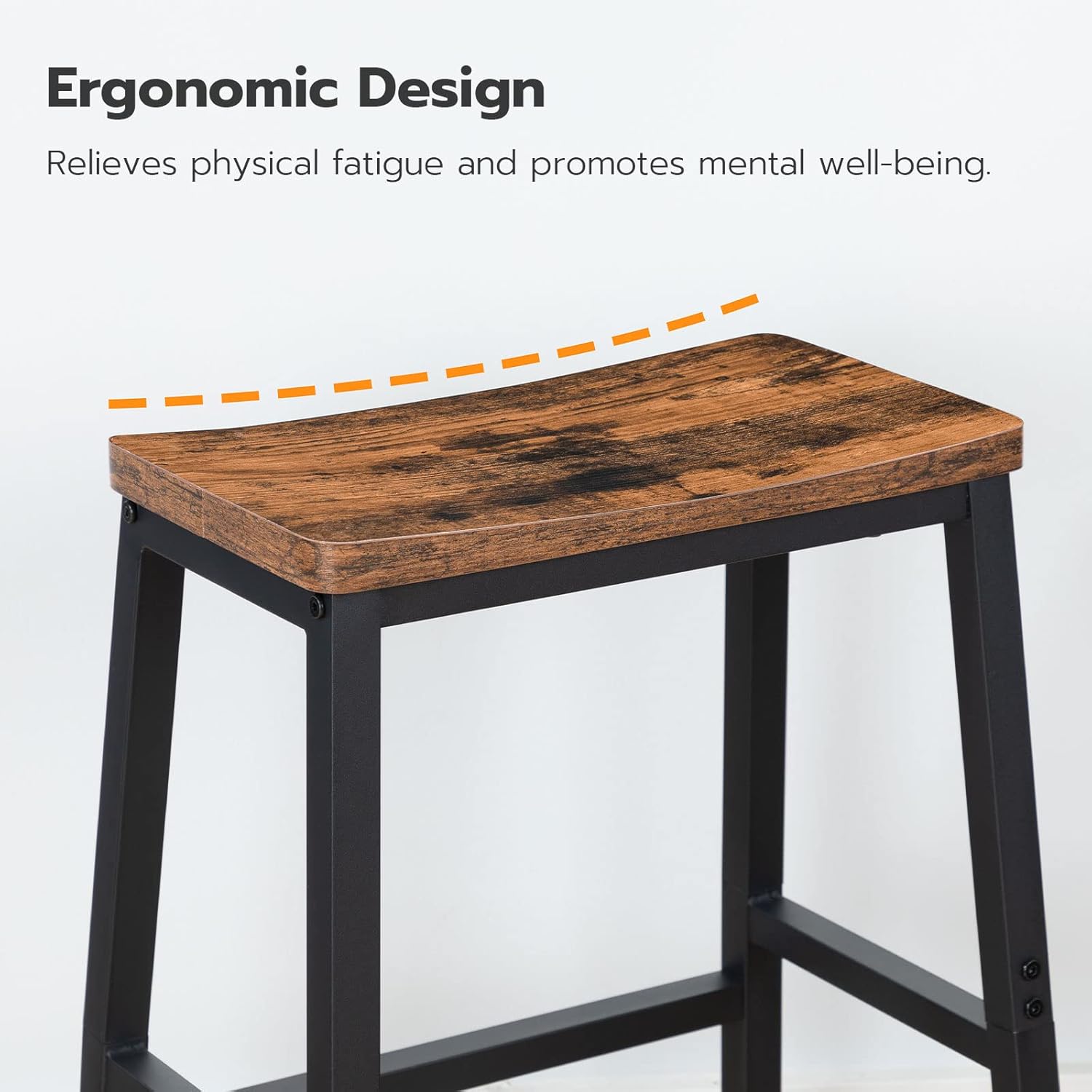 HOOBRO Bar Stools, Set of 2 Bar Chairs, 23.6 Inch Saddle Stools, Kitchen Counter Stools with Footrests, Industrial Stools for Dining Room, Kitchen, Counter, Bar, Rustic Brown and Black BF02MD01 - Grand Goldman