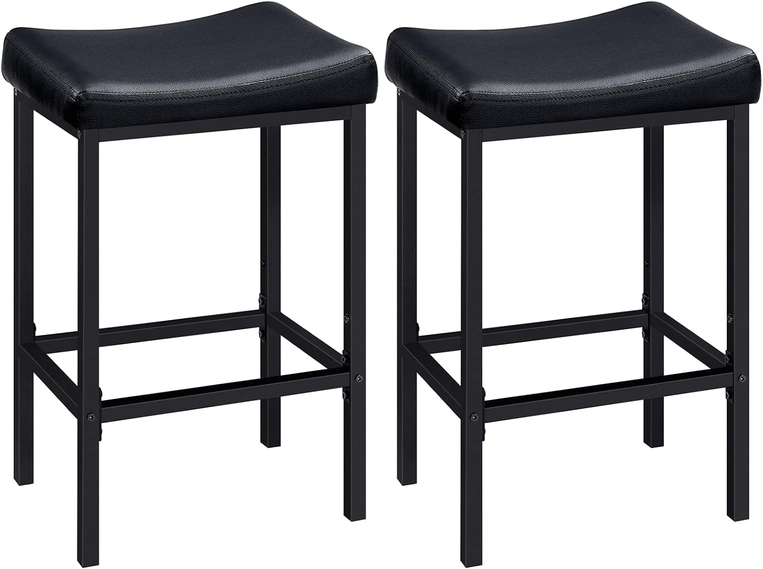 HOOBRO Bar Stools, Set of 2 Bar Chairs, Counter Height Stools, Saddle Stools with Curved Surface, Kitchen Stools, 24.8 Inches, 2.4" Thick Upholstery, for Kitchen, Dining Room, Cafe Black BB10BY01 - Grand Goldman