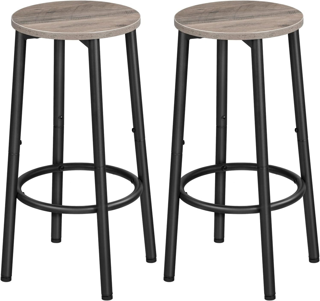 HOOBRO Bar Stools, Set of 2 Bar Chairs, Kitchen Round Height Stools with Footrest, Breakfast Bar Stools, Sturdy Steel Frame, for Dining Room, Kitchen, Party, Easy Assembly, Rustic Brown BF03BY01 - Grand Goldman