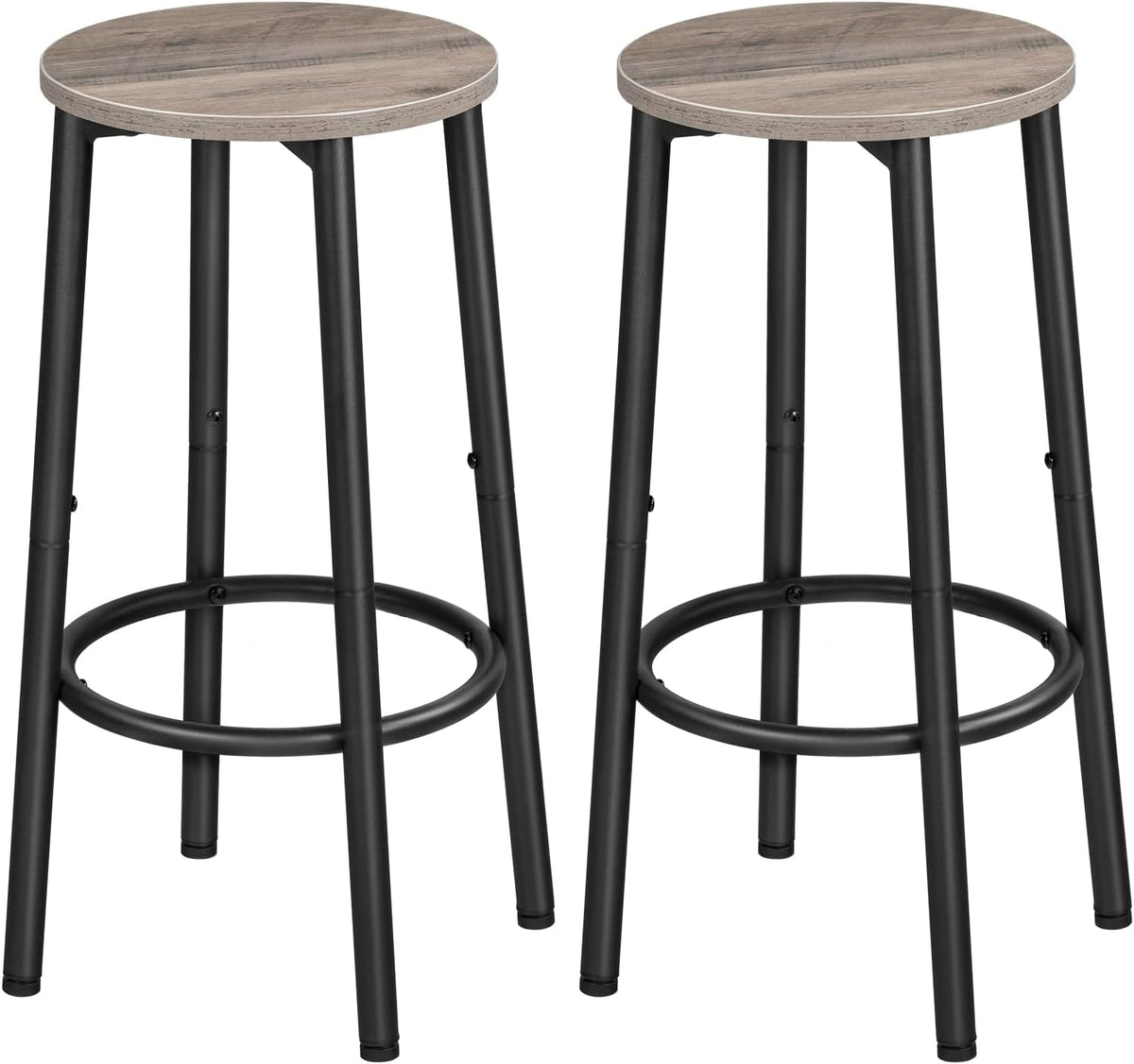 HOOBRO Bar Stools, Set of 2 Bar Chairs, Kitchen Round Height Stools with Footrest, Breakfast Bar Stools, Sturdy Steel Frame, for Dining Room, Kitchen, Party, Easy Assembly, Rustic Brown BF03BY01 - Grand Goldman