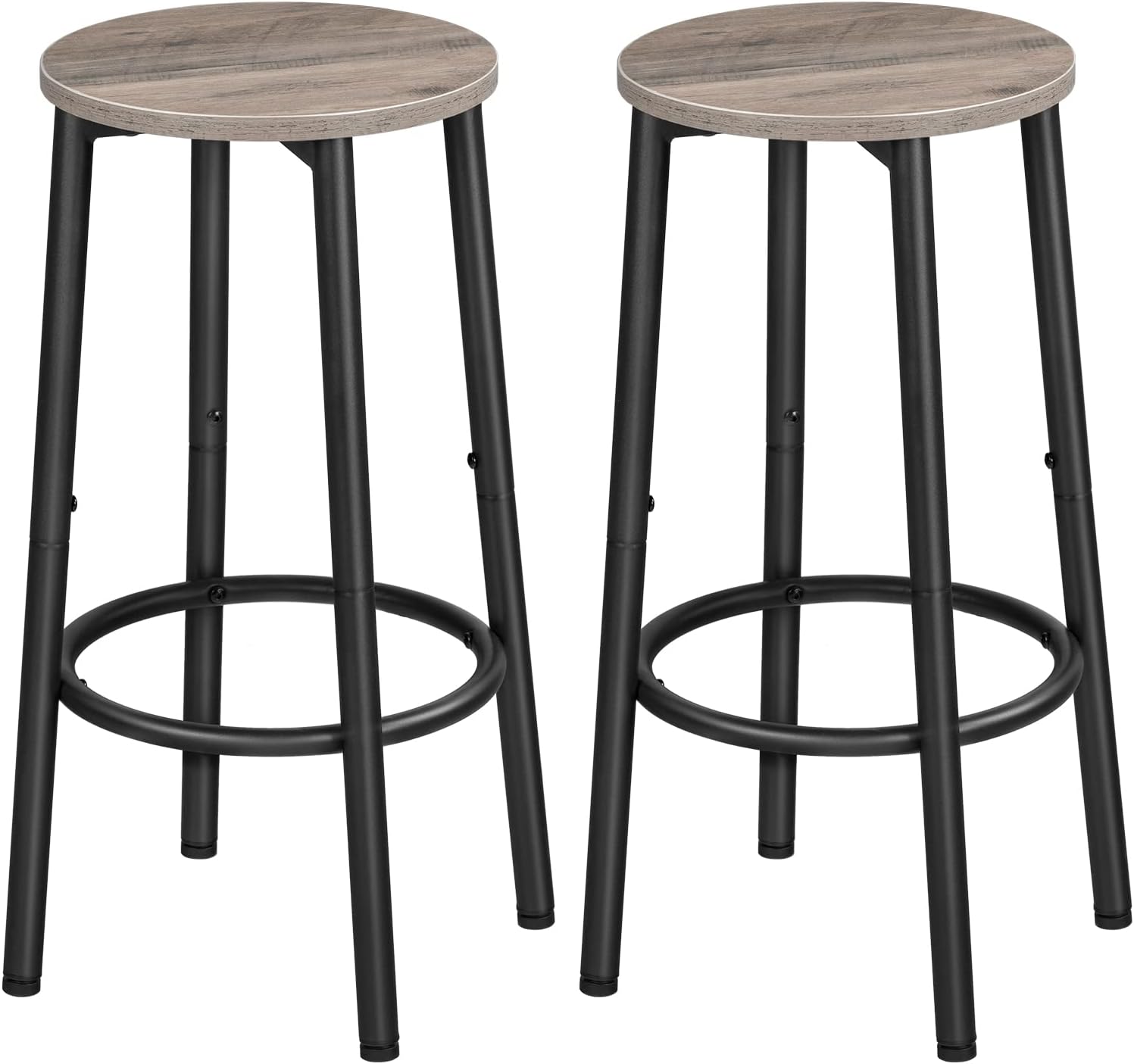 HOOBRO Bar Stools, Set of 2 Bar Chairs, Kitchen Round Height Stools with Footrest, Breakfast Bar Stools, Sturdy Steel Frame, for Dining Room, Kitchen, Party, Easy Assembly, Rustic Brown BF03BY01 - Grand Goldman