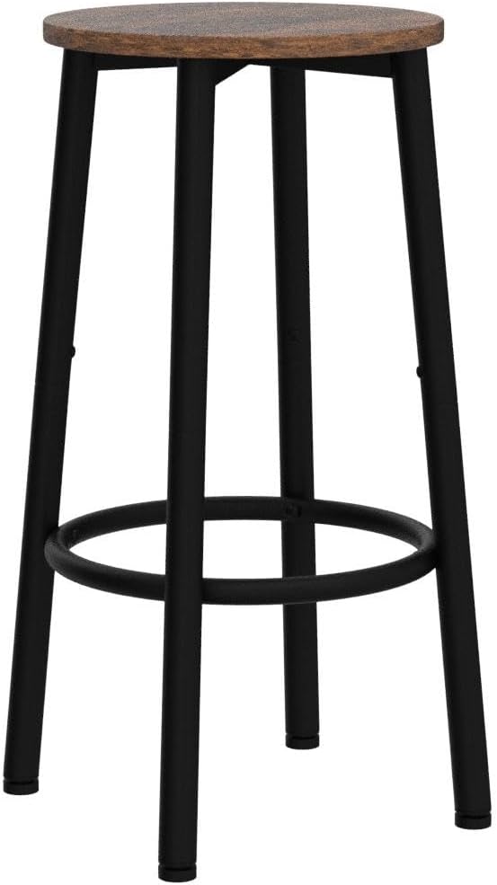HOOBRO Bar Stools, Set of 2 Bar Chairs, Kitchen Round Height Stools with Footrest, Breakfast Bar Stools, Sturdy Steel Frame, for Dining Room, Kitchen, Party, Easy Assembly, Rustic Brown BF03BY01 - Grand Goldman