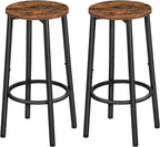 HOOBRO Bar Stools, Set of 2 Bar Chairs, Kitchen Round Height Stools with Footrest, Breakfast Bar Stools, Sturdy Steel Frame, for Dining Room, Kitchen, Party, Easy Assembly, Rustic Brown BF03BY01 - Grand Goldman