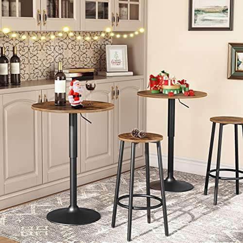 HOOBRO Bar Stools, Set of 2 Bar Chairs, Kitchen Round Height Stools with Footrest, Breakfast Bar Stools, Sturdy Steel Frame, for Dining Room, Kitchen, Party, Easy Assembly, Rustic Brown BF03BY01 - Grand Goldman