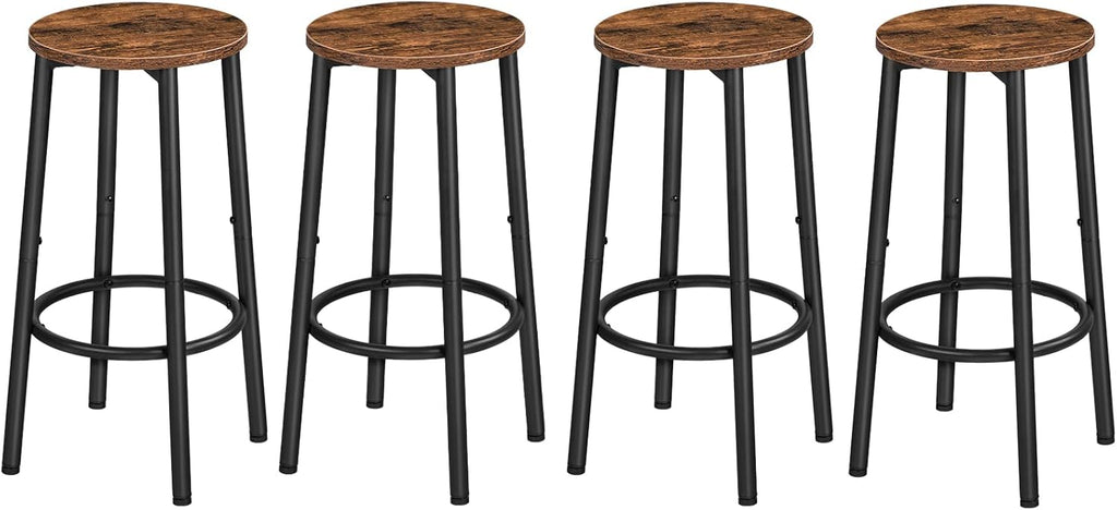 HOOBRO Bar Stools, Set of 2 Bar Chairs, Kitchen Round Height Stools with Footrest, Breakfast Bar Stools, Sturdy Steel Frame, for Dining Room, Kitchen, Party, Easy Assembly, Rustic Brown BF03BY01 - Grand Goldman