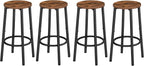 HOOBRO Bar Stools, Set of 2 Bar Chairs, Kitchen Round Height Stools with Footrest, Breakfast Bar Stools, Sturdy Steel Frame, for Dining Room, Kitchen, Party, Easy Assembly, Rustic Brown BF03BY01 - Grand Goldman
