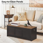 HOOBRO Storage Bench, 39.3" Retro Wooden Storage Chest, Wooden Storage Trunk, Toy Chest with Lift Top, Multifunctional Entryway Organizer, for Entryway, Living Room, Black and Walnut BH141CW01 - Grand Goldman