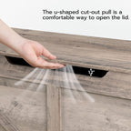 HOOBRO Storage Bench, 39.4” Retro Wooden Storage Chest with U-Shaped Cut-Out Pull, Safety Hinge, Supports 220 lb and Easy Assembly for Toy Box Organizer (Greige) BG771CW01 - Grand Goldman