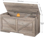 HOOBRO Storage Bench, 39.4” Retro Wooden Storage Chest with U-Shaped Cut-Out Pull, Safety Hinge, Supports 220 lb and Easy Assembly for Toy Box Organizer (Greige) BG771CW01 - Grand Goldman