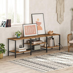 HOOBRO TV Stand with Power Outlets to 75 Inches, TV Console Table with Open Storage Shelves Cabinet, Industrial Media Entertainment Center for Living Room Bedroom, Rustic Brown and Black BF80DS01 - Grand Goldman