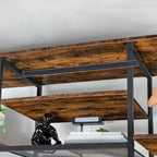 HOOBRO TV Stand with Power Outlets to 75 Inches, TV Console Table with Open Storage Shelves Cabinet, Industrial Media Entertainment Center for Living Room Bedroom, Rustic Brown and Black BF80DS01 - Grand Goldman