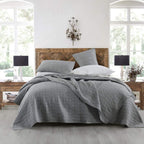 HORIMOTE HOME Quilt Set Queen Size Beige, Classic Geometric Spots Stitched Pattern, Stone-Washed Microfiber Chic Rustic Look, Ultra Soft Lightweight Quilted Bedspread for All Season, 3 Pieces - Grand Goldman