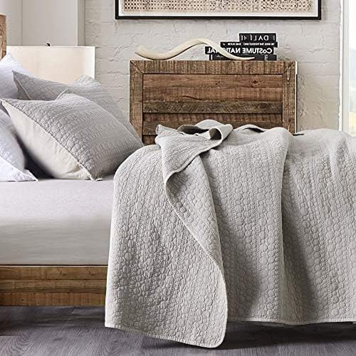 HORIMOTE HOME Quilt Set Queen Size Beige, Classic Geometric Spots Stitched Pattern, Stone-Washed Microfiber Chic Rustic Look, Ultra Soft Lightweight Quilted Bedspread for All Season, 3 Pieces - Grand Goldman