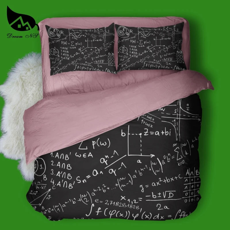 Dream NS Equation Design Mathematics Equations Black Bedding Set GEKK Sci-fi Quilt Cover Pillowcase Customized Home Textiles