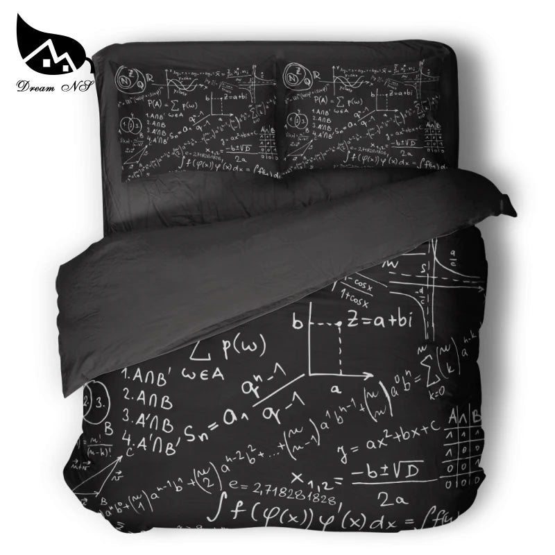 Dream NS Equation Design Mathematics Equations Black Bedding Set GEKK Sci-fi Quilt Cover Pillowcase Customized Home Textiles