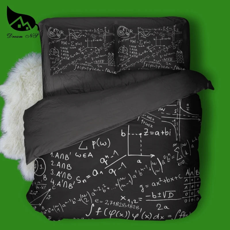 Dream NS Equation Design Mathematics Equations Black Bedding Set GEKK Sci-fi Quilt Cover Pillowcase Customized Home Textiles