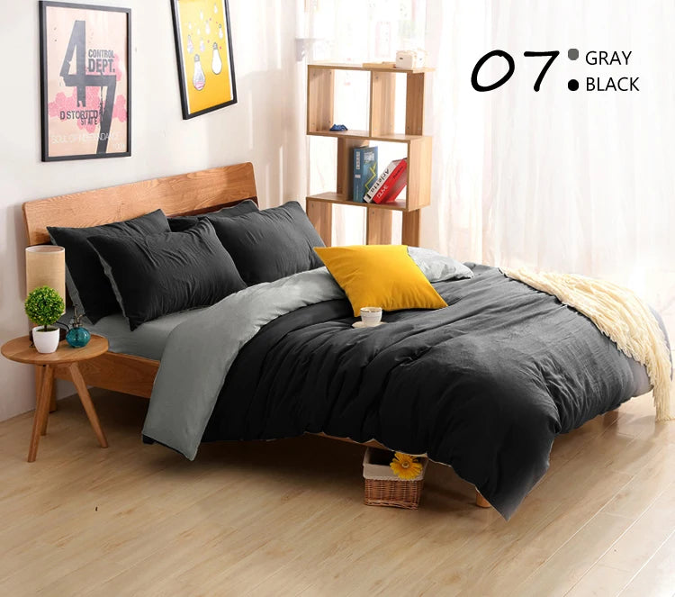 Siyah Yatak Takımı Rusya Euro Aile Boyutu Yatak Örtüsü Seti Yatak Setleri Özel Boyut Yatak Kılıfları Tekli Kraliçe İkili Süper Kral