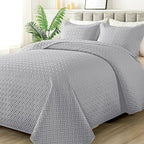HYLEORY Quilt Set Full/Queen Size - Soft Lightweight Quilts Summer Quilted Bedspreads - Reversible Coverlet Bedding Set for All Season 3 Piece (1 Quilt, 2 Pillow Shams) - Dark Grey - Grand Goldman