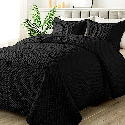 HYLEORY Quilt Set Full/Queen Size - Soft Lightweight Quilts Summer Quilted Bedspreads - Reversible Coverlet Bedding Set for All Season 3 Piece (1 Quilt, 2 Pillow Shams) - Dark Grey - Grand Goldman