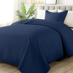 HYLEORY Quilt Set Full/Queen Size - Soft Lightweight Quilts Summer Quilted Bedspreads - Reversible Coverlet Bedding Set for All Season 3 Piece (1 Quilt, 2 Pillow Shams) - Dark Grey - Grand Goldman