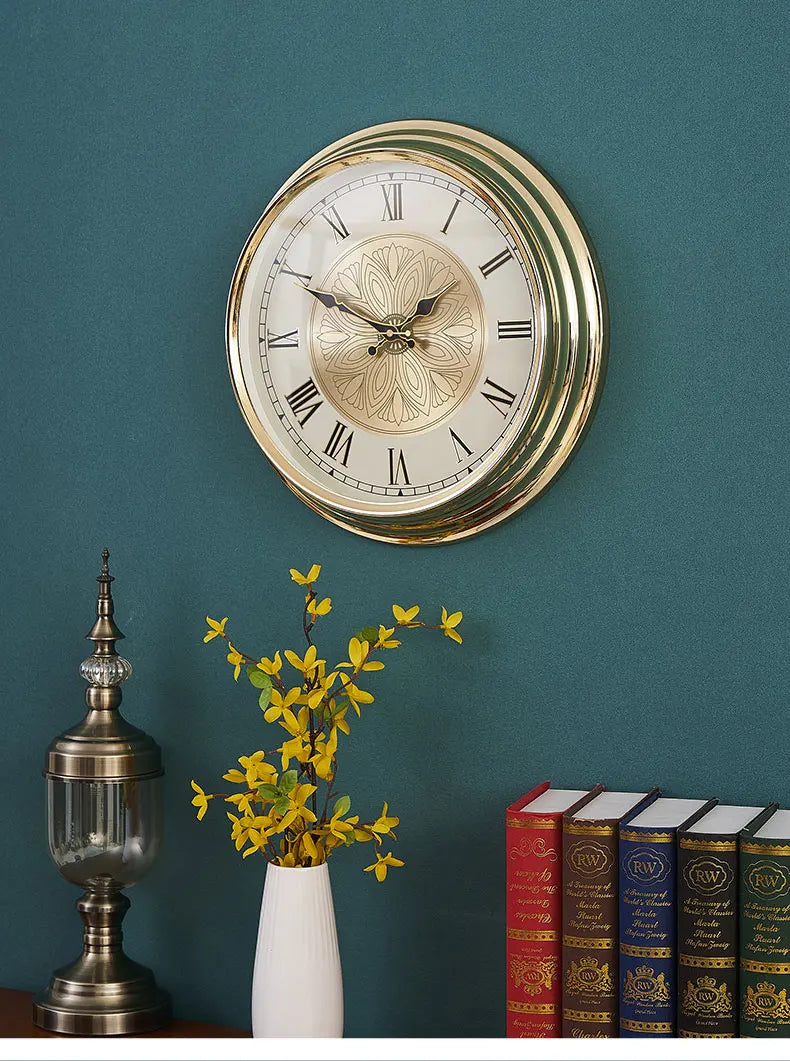 ساعت دیواری بی‌صدا وینزور آرت دکو فلز طلایی – دکوراسیون لوکس مدرن منزل ۴۰ سانتی‌متر