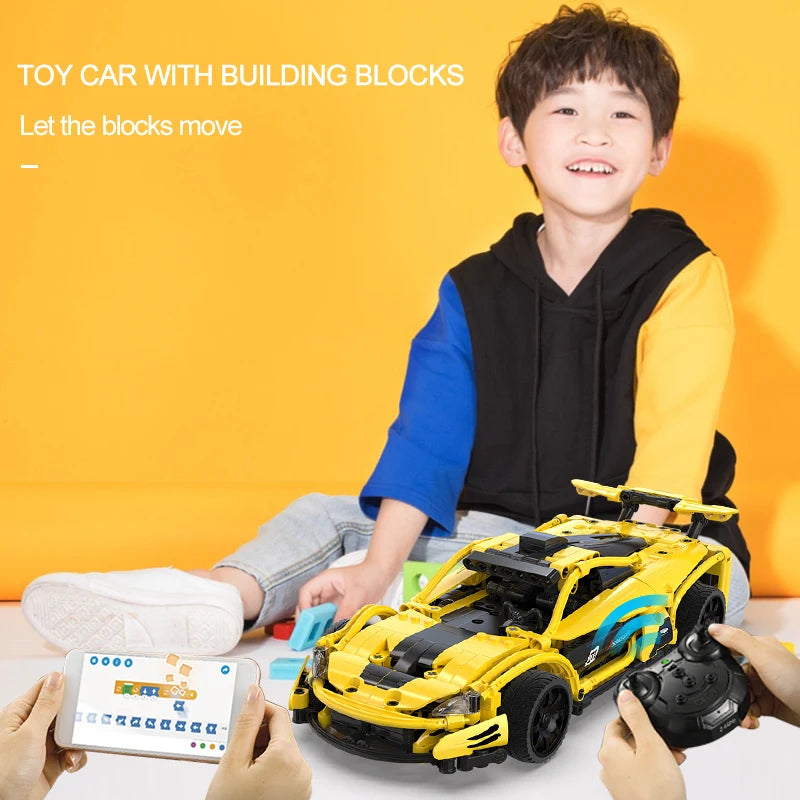 Cada 417Pcs STEM classic style RC City APP Remote Control Vehicle Compatible Racing Car Sports Car Bricks Toys For Children Gift