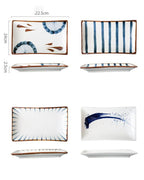 Hand-painted Japanese Style Retro Hand-painted Ceramic Sushi Plate Rectangular Plate - Grand Goldman