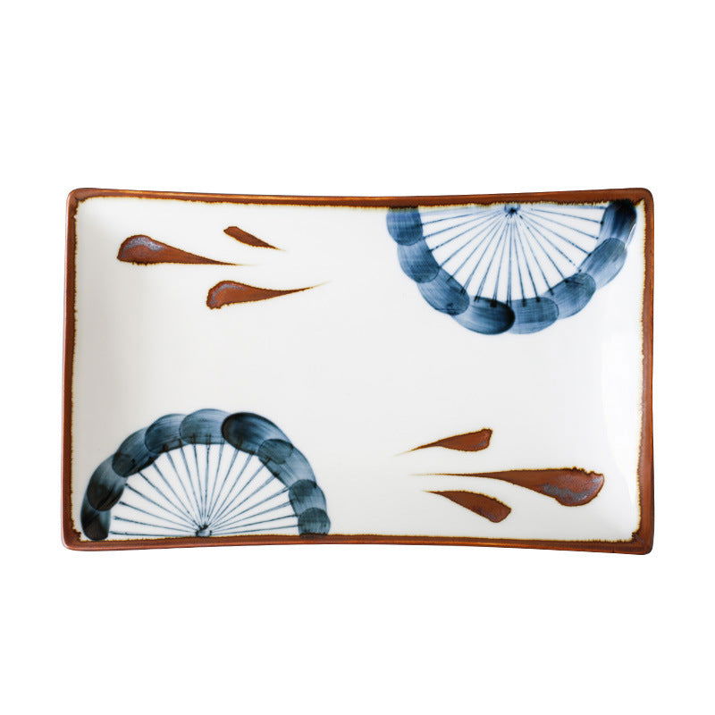 Hand-painted Japanese Style Retro Hand-painted Ceramic Sushi Plate Rectangular Plate - Grand Goldman