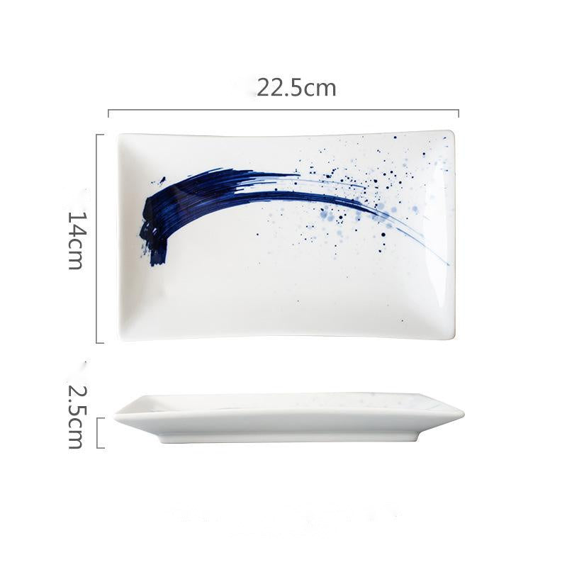 Hand-painted Japanese Style Retro Hand-painted Ceramic Sushi Plate Rectangular Plate - Grand Goldman