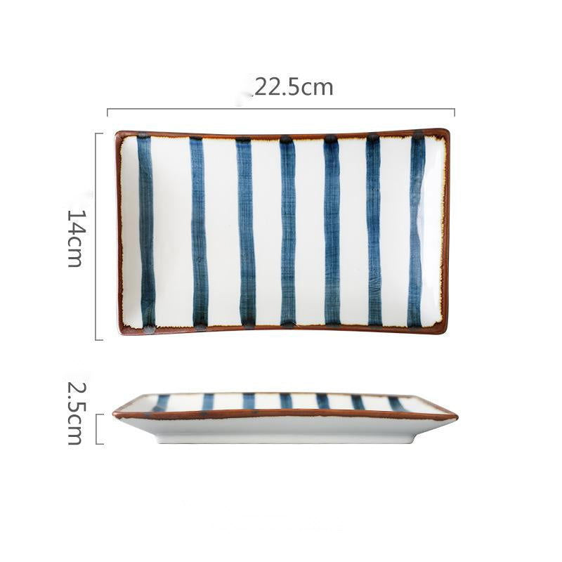 Hand-painted Japanese Style Retro Hand-painted Ceramic Sushi Plate Rectangular Plate - Grand Goldman