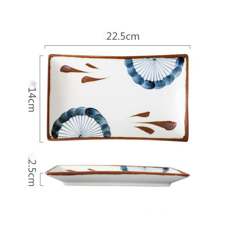 Hand-painted Japanese Style Retro Hand-painted Ceramic Sushi Plate Rectangular Plate - Grand Goldman