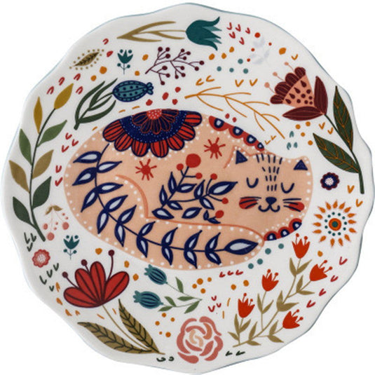 Hand Painted Cat Dinner Plate - Grand Goldman