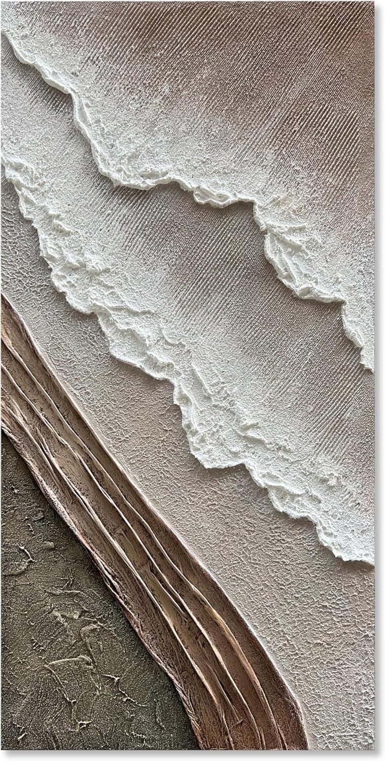 Hand Painted Modern Black and White Art Oil Painting White Plum Blossom Painting 24x48 inch Canvas Wall Art Home Wall Decorative Art - Grand Goldman