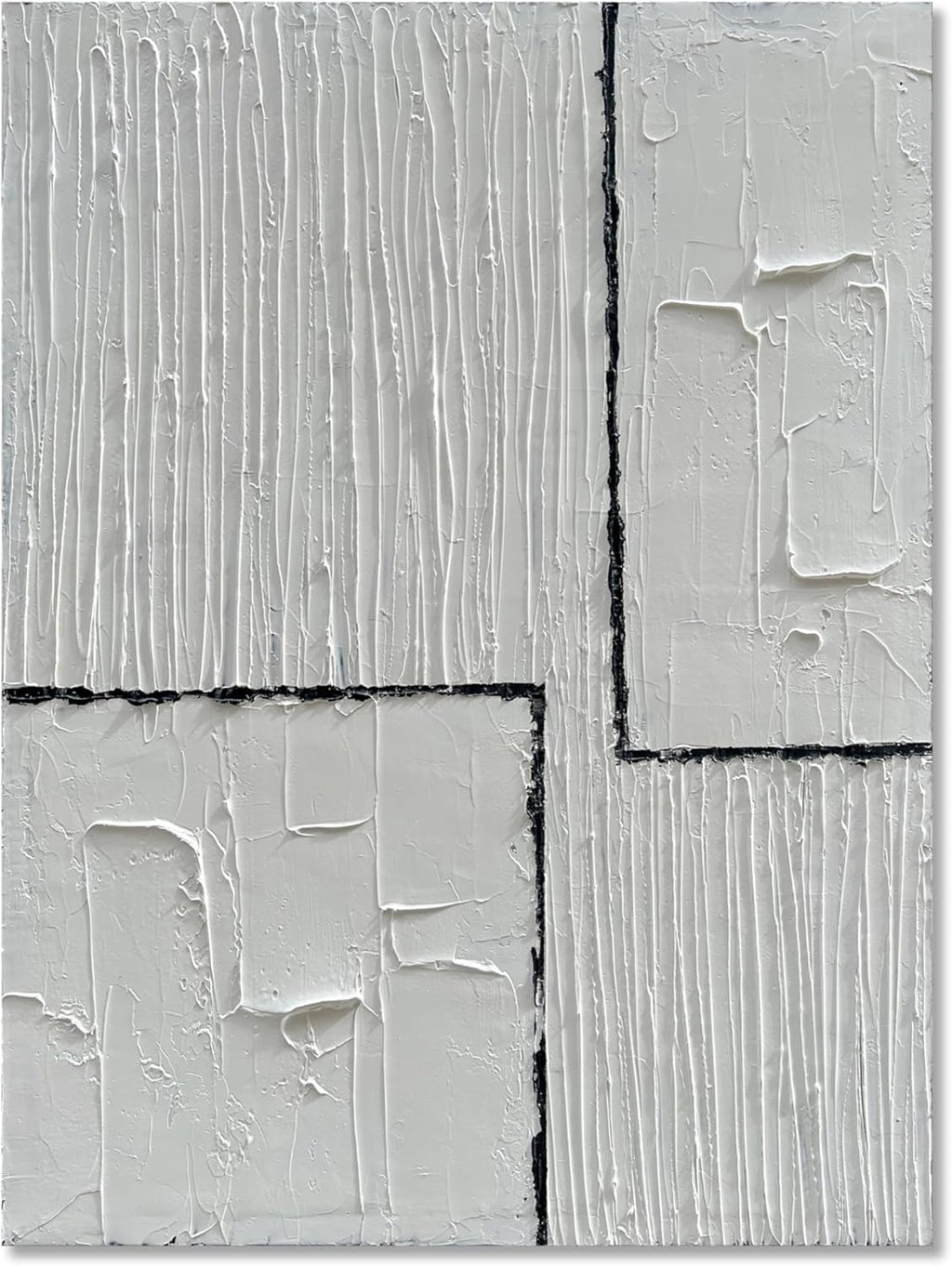 Hand Painted Modern Black and White Art Oil Painting White Plum Blossom Painting 24x48 inch Canvas Wall Art Home Wall Decorative Art - Grand Goldman