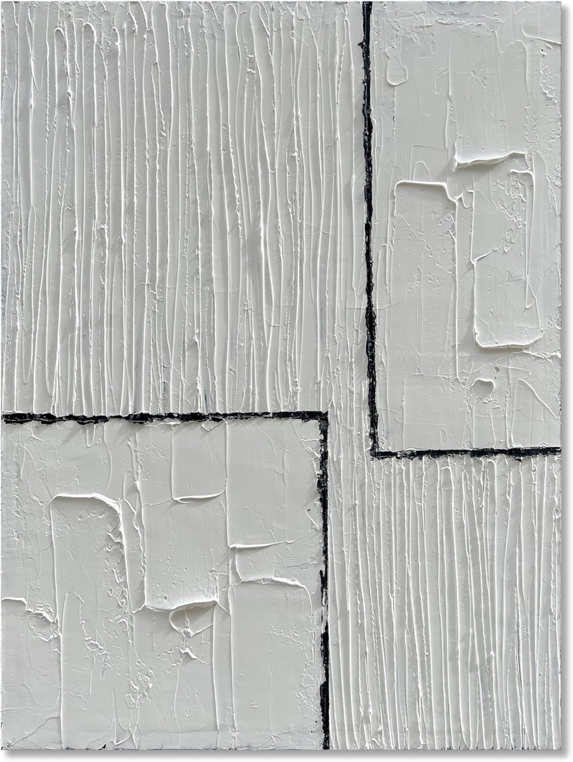 Hand Painted Modern Black and White Art Oil Painting White Plum Blossom Painting 24x48 inch Canvas Wall Art Home Wall Decorative Art - Grand Goldman