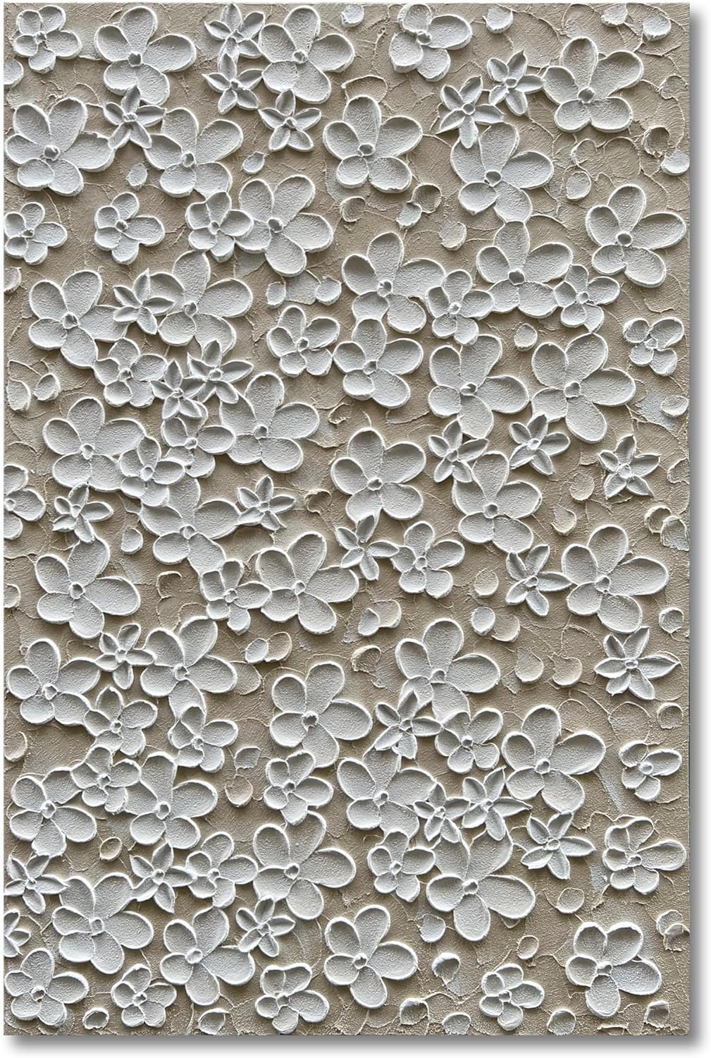 Hand Painted Modern Black and White Art Oil Painting White Plum Blossom Painting 24x48 inch Canvas Wall Art Home Wall Decorative Art - Grand Goldman