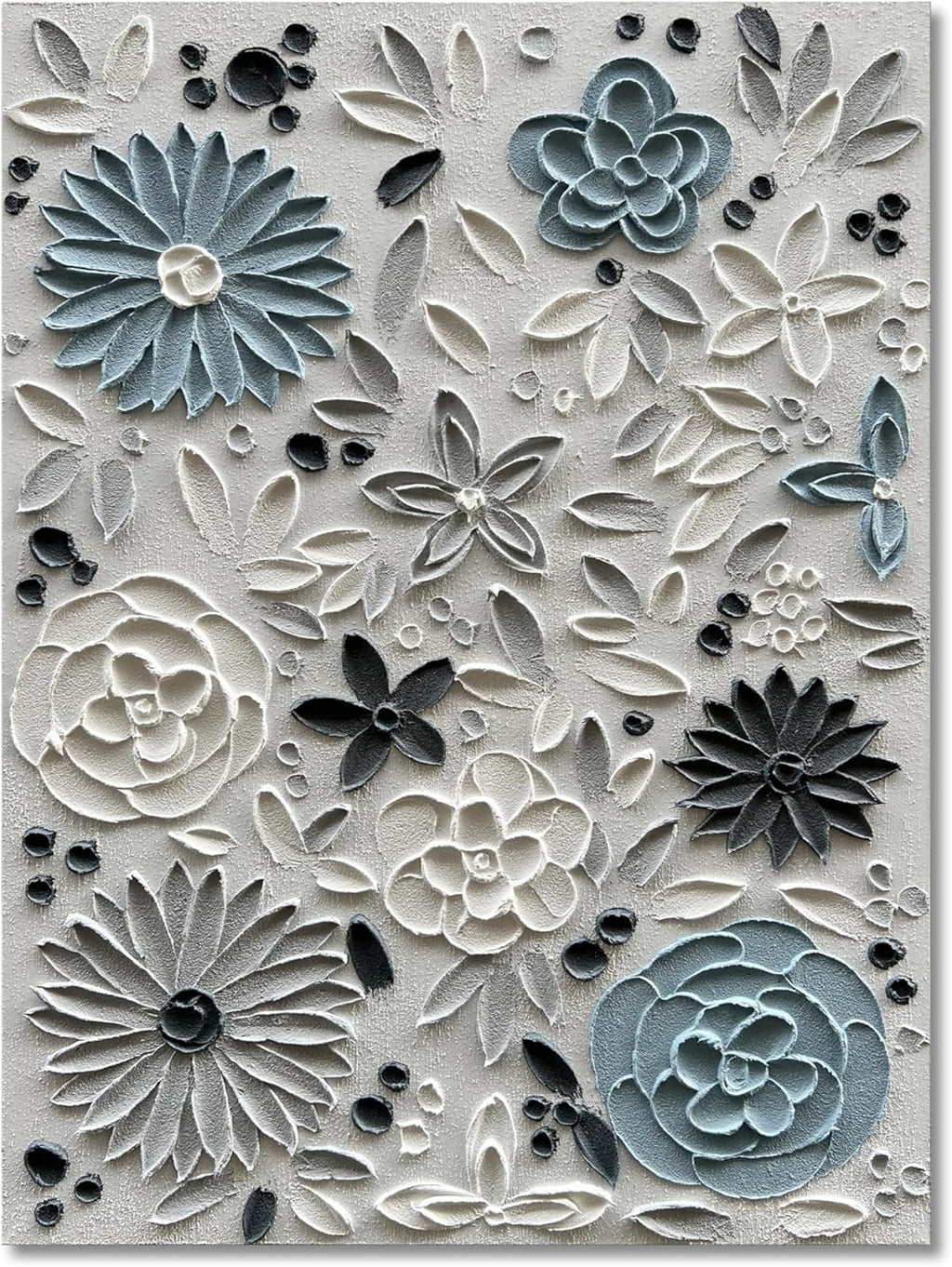 Hand Painted Modern Black and White Art Oil Painting White Plum Blossom Painting 24x48 inch Canvas Wall Art Home Wall Decorative Art - Grand Goldman