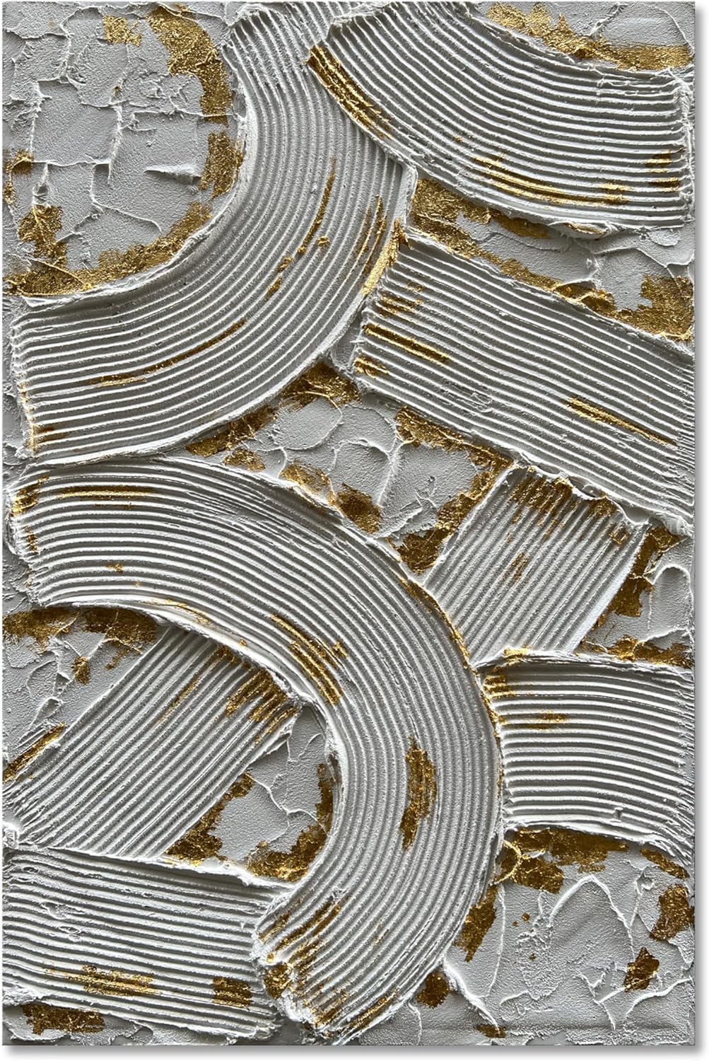 Hand Painted Modern Black and White Art Oil Painting White Plum Blossom Painting 24x48 inch Canvas Wall Art Home Wall Decorative Art - Grand Goldman