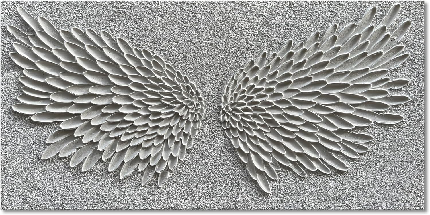 Hand Painted Modern Black and White Art Oil Painting White Plum Blossom Painting 24x48 inch Canvas Wall Art Home Wall Decorative Art - Grand Goldman