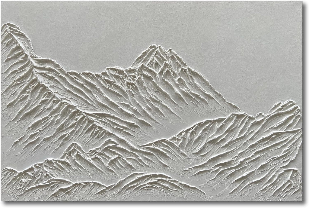 Hand Painted Modern Black and White Art Oil Painting White Plum Blossom Painting 24x48 inch Canvas Wall Art Home Wall Decorative Art - Grand Goldman