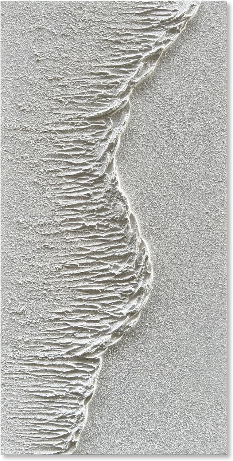 Hand Painted Modern Black and White Art Oil Painting White Plum Blossom Painting 24x48 inch Canvas Wall Art Home Wall Decorative Art - Grand Goldman