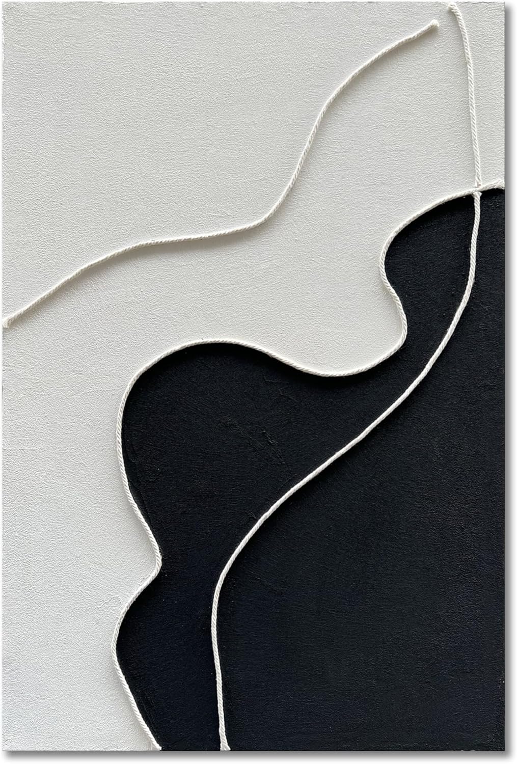 Hand Painted Modern Black and White Art Oil Painting White Plum Blossom Painting 24x48 inch Canvas Wall Art Home Wall Decorative Art - Grand Goldman