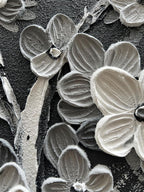 Hand Painted Modern Black and White Art Oil Painting White Plum Blossom Painting 24x48 inch Canvas Wall Art Home Wall Decorative Art - Grand Goldman