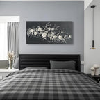 Hand Painted Modern Black and White Art Oil Painting White Plum Blossom Painting 24x48 inch Canvas Wall Art Home Wall Decorative Art - Grand Goldman