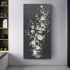 Hand Painted Modern Black and White Art Oil Painting White Plum Blossom Painting 24x48 inch Canvas Wall Art Home Wall Decorative Art - Grand Goldman